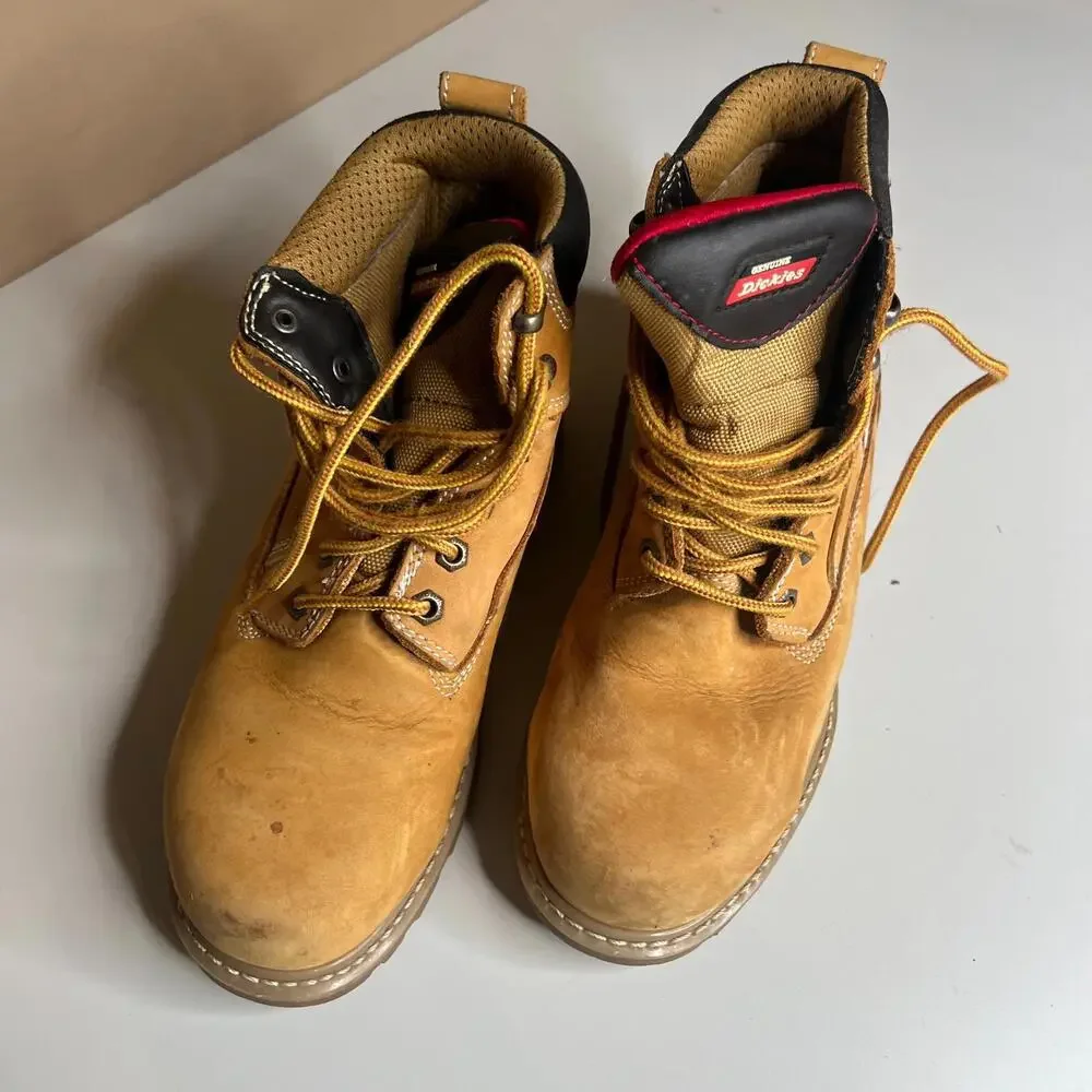 Dickies Men’s Steel Toe Waterproof Work Boots Tan Leather Size 7.5 ASTM F2413-11